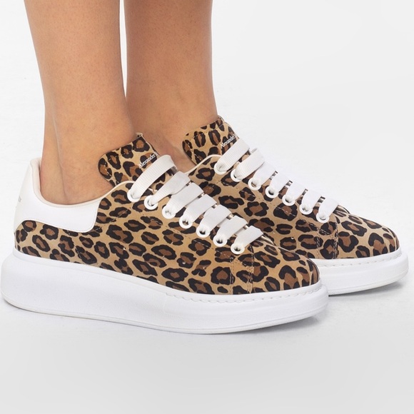 Alexander McQueen Leopard Suede Sneakers Size 38 - Picture 1 of 12